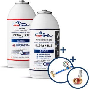 EasyKlima Zestaw + LeakStop (uszczelniacz) R134a + adapter HP/LP do klimatyzacji